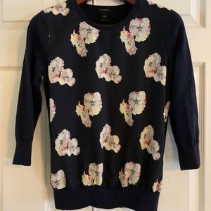 Ann Taylor Floral Print 3/4 Sleeve Sweater